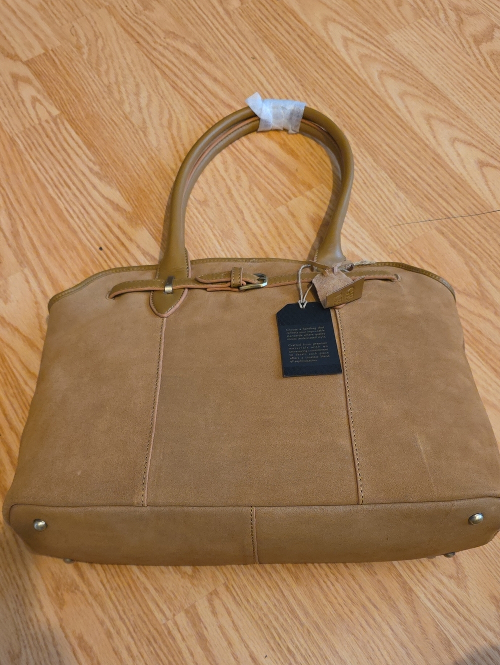 Tan Genuine Suede Leather Shoulder Bag